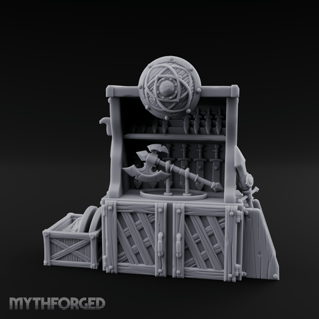 Fortified Weapon Shop Stall Miniature for Dungeons and Dragons, Pathfinder or other TTRPGs