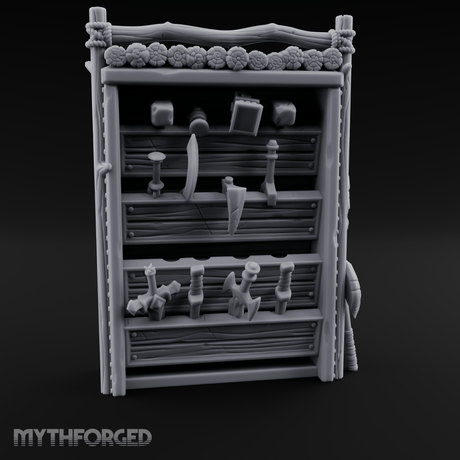 Well Stocked Weapon Rack Miniature for Dungeons and Dragons, Pathfinder or other TTRPGs