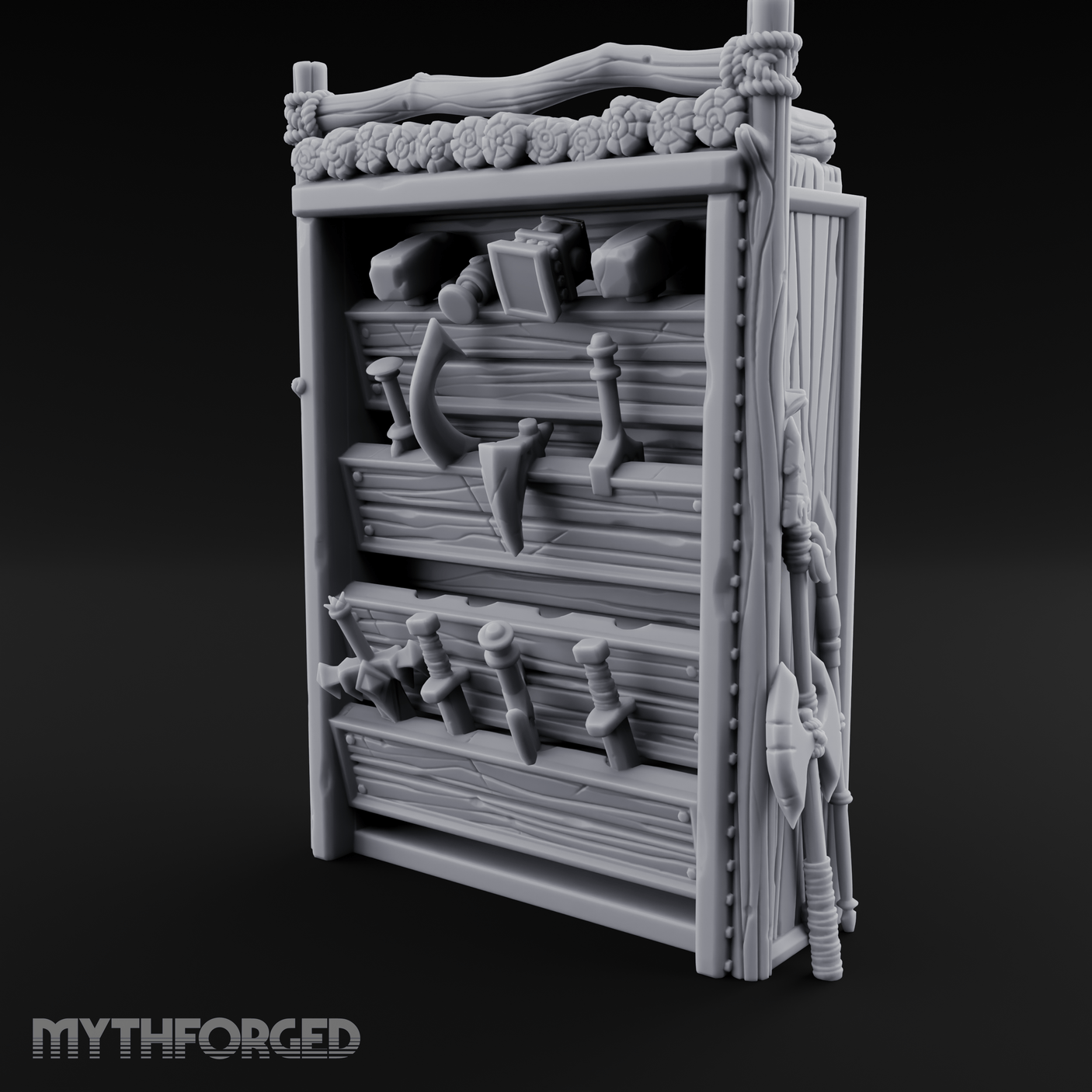 Well Stocked Weapon Rack Miniature for Dungeons and Dragons, Pathfinder or other TTRPGs