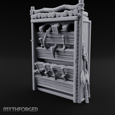Well Stocked Weapon Rack Miniature for Dungeons and Dragons, Pathfinder or other TTRPGs