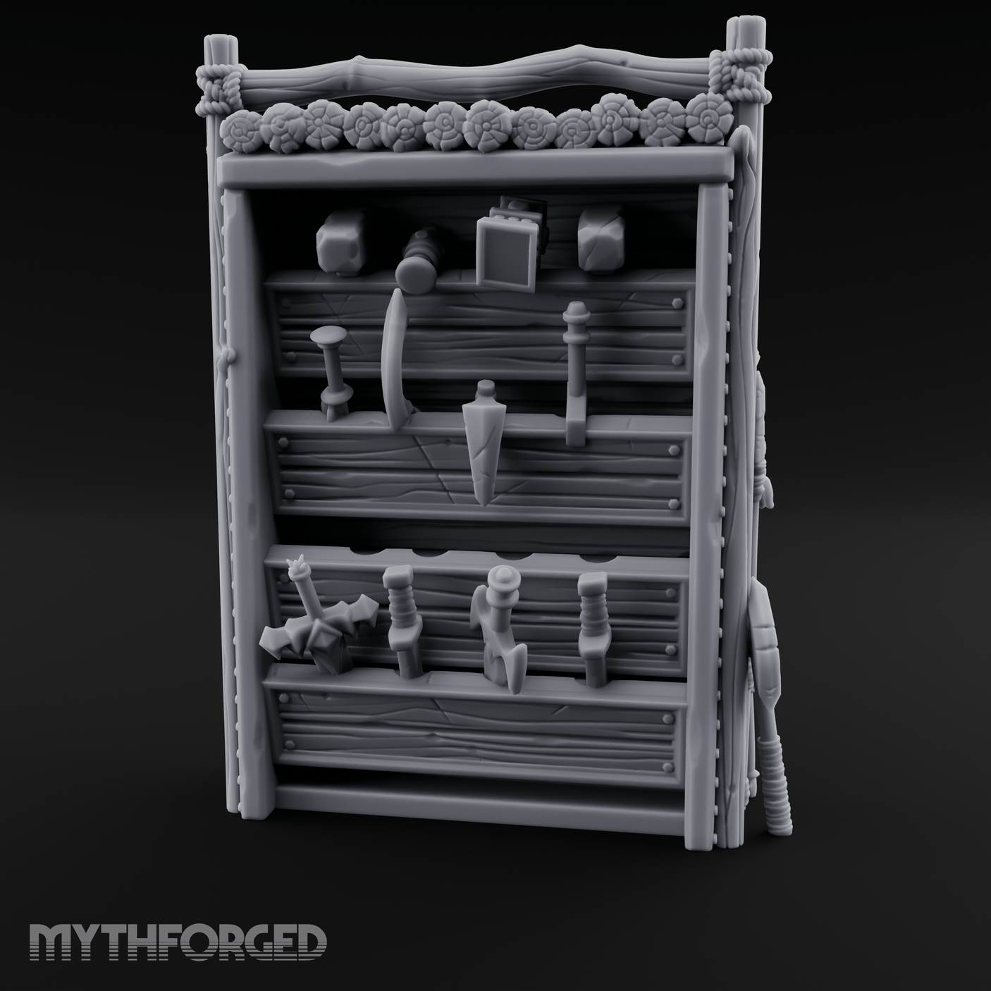 Well Stocked Weapon Rack Miniature for Dungeons and Dragons, Pathfinder or other TTRPGs