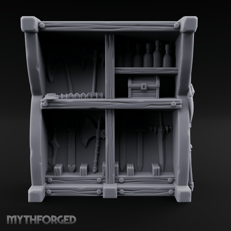 Arsenal-Stocked Weapon Merchant Stall Miniature for Dungeons and Dragons, Pathfinder or other TTRPGs