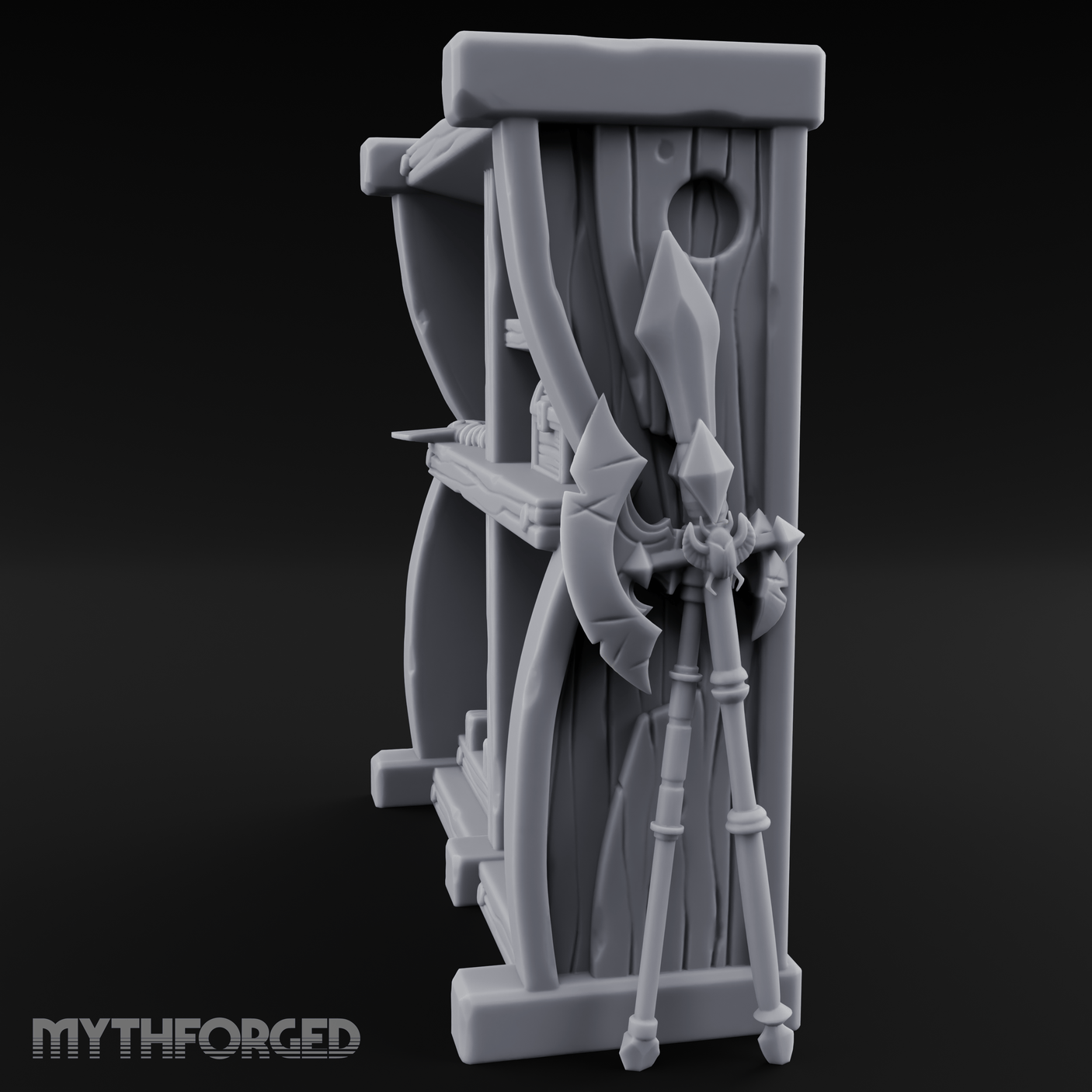 Arsenal-Stocked Weapon Merchant Stall Miniature for Dungeons and Dragons, Pathfinder or other TTRPGs