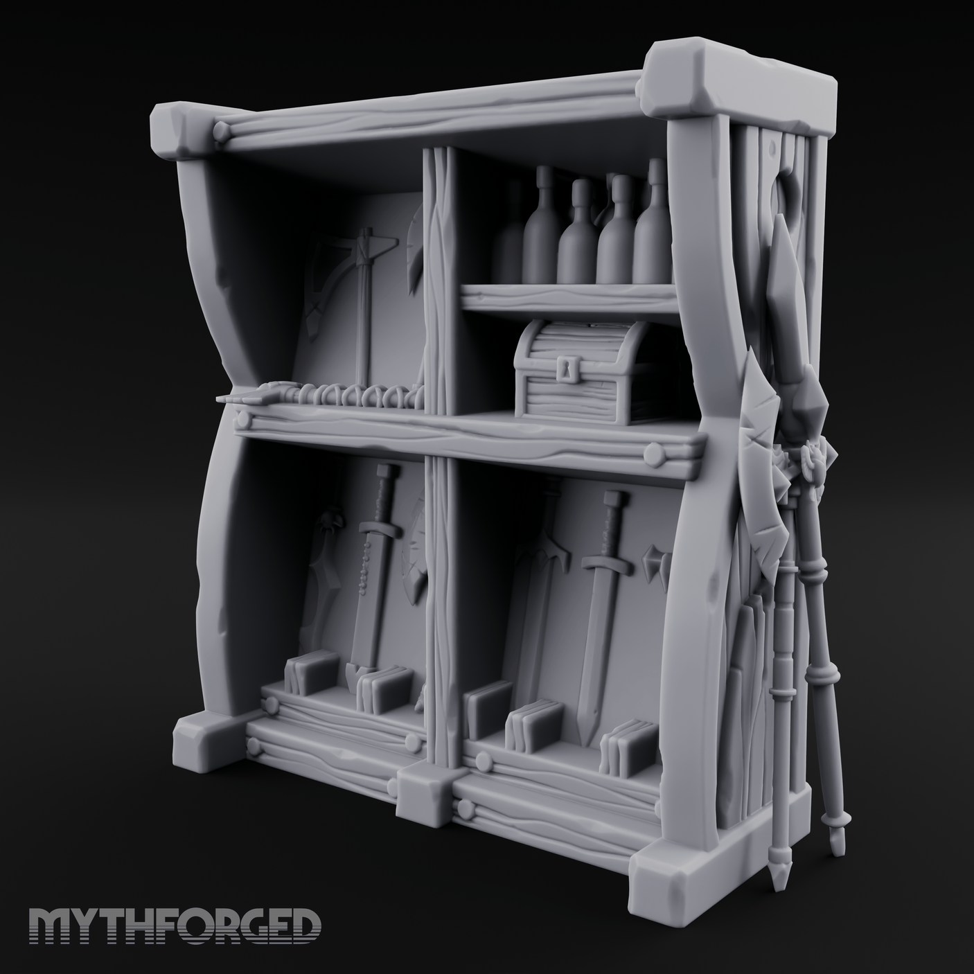 Arsenal-Stocked Weapon Merchant Stall Miniature for Dungeons and Dragons, Pathfinder or other TTRPGs