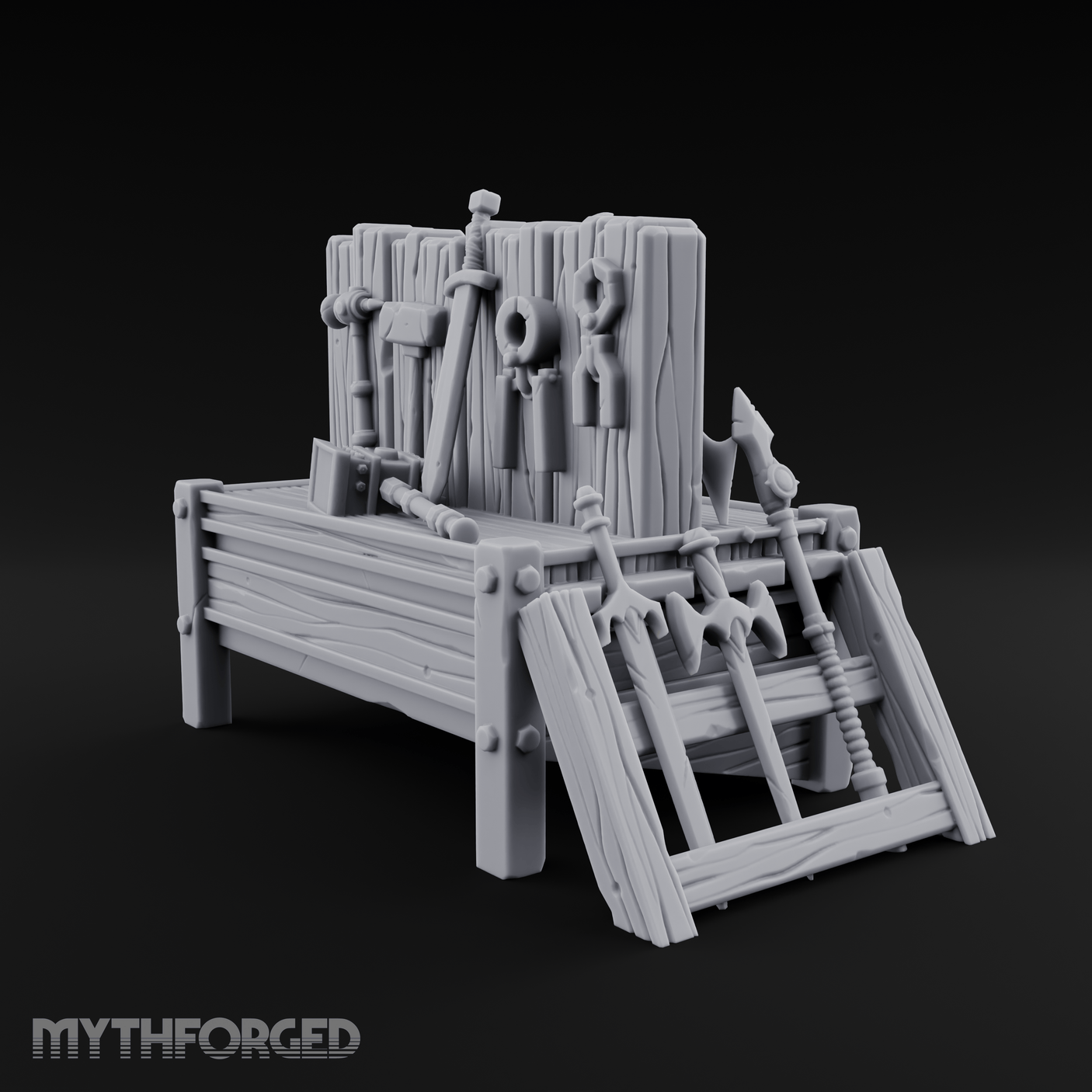 Axes Mounted Display Weapon Rack Miniature for Dungeons and Dragons, Pathfinder or other TTRPGs