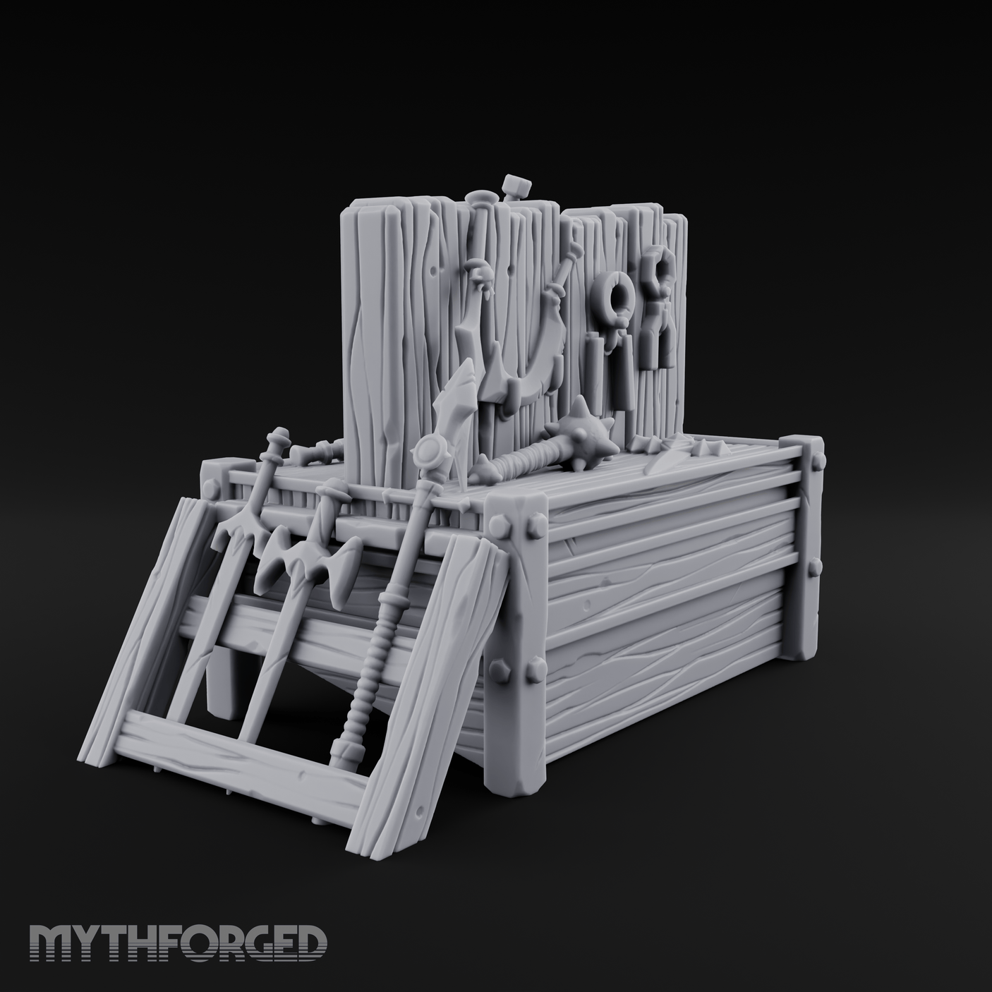 Axes Mounted Display Weapon Rack Miniature for Dungeons and Dragons, Pathfinder or other TTRPGs