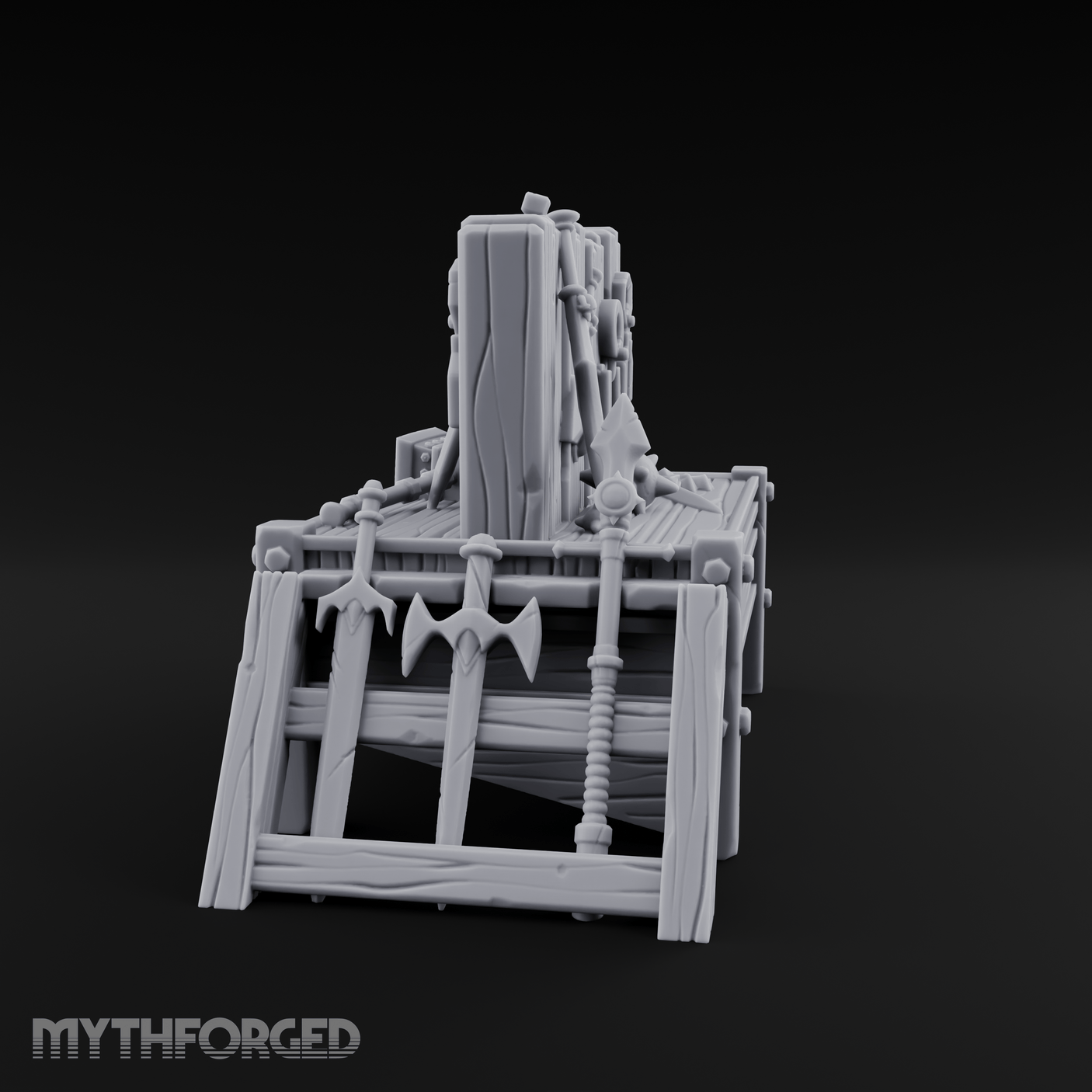 Axes Mounted Display Weapon Rack Miniature for Dungeons and Dragons, Pathfinder or other TTRPGs