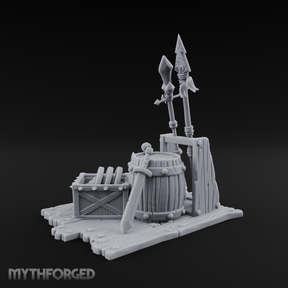 Spiked-Guard Weapon Rack Display Miniature for Dungeons and Dragons, Pathfinder or other TTRPGs