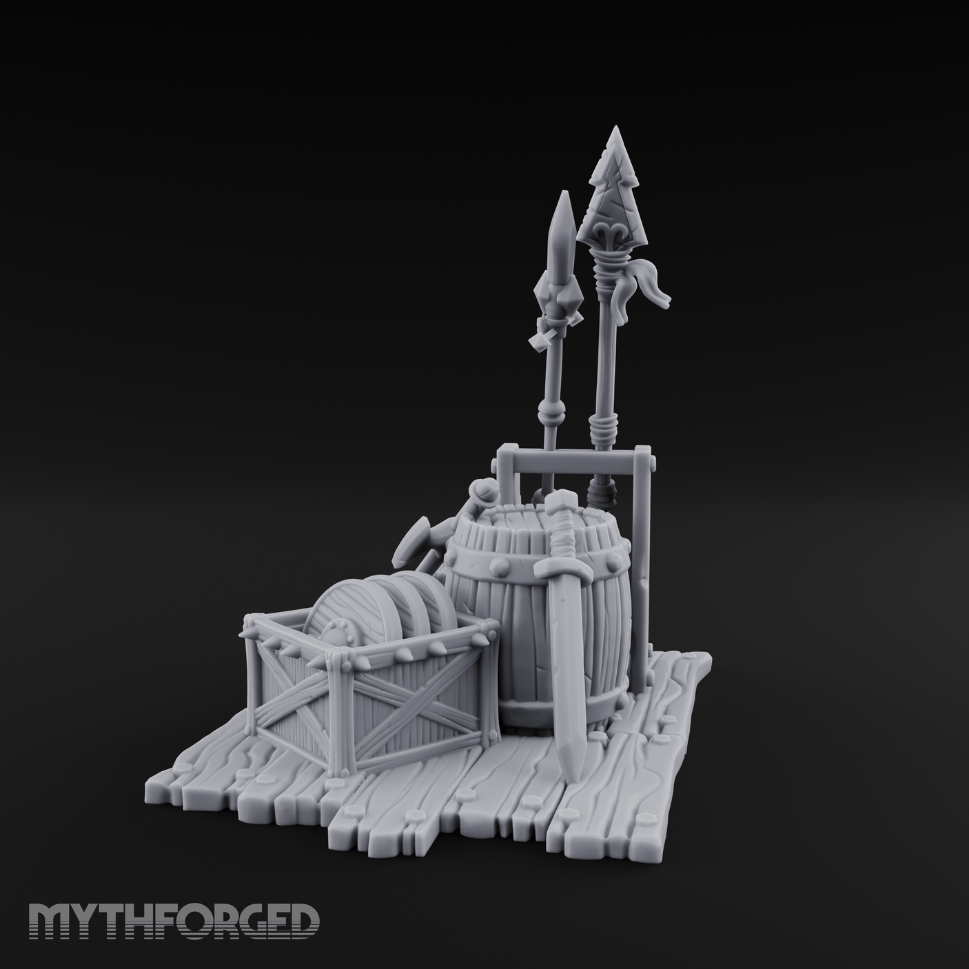 Spiked-Guard Weapon Rack Display Miniature for Dungeons and Dragons, Pathfinder or other TTRPGs