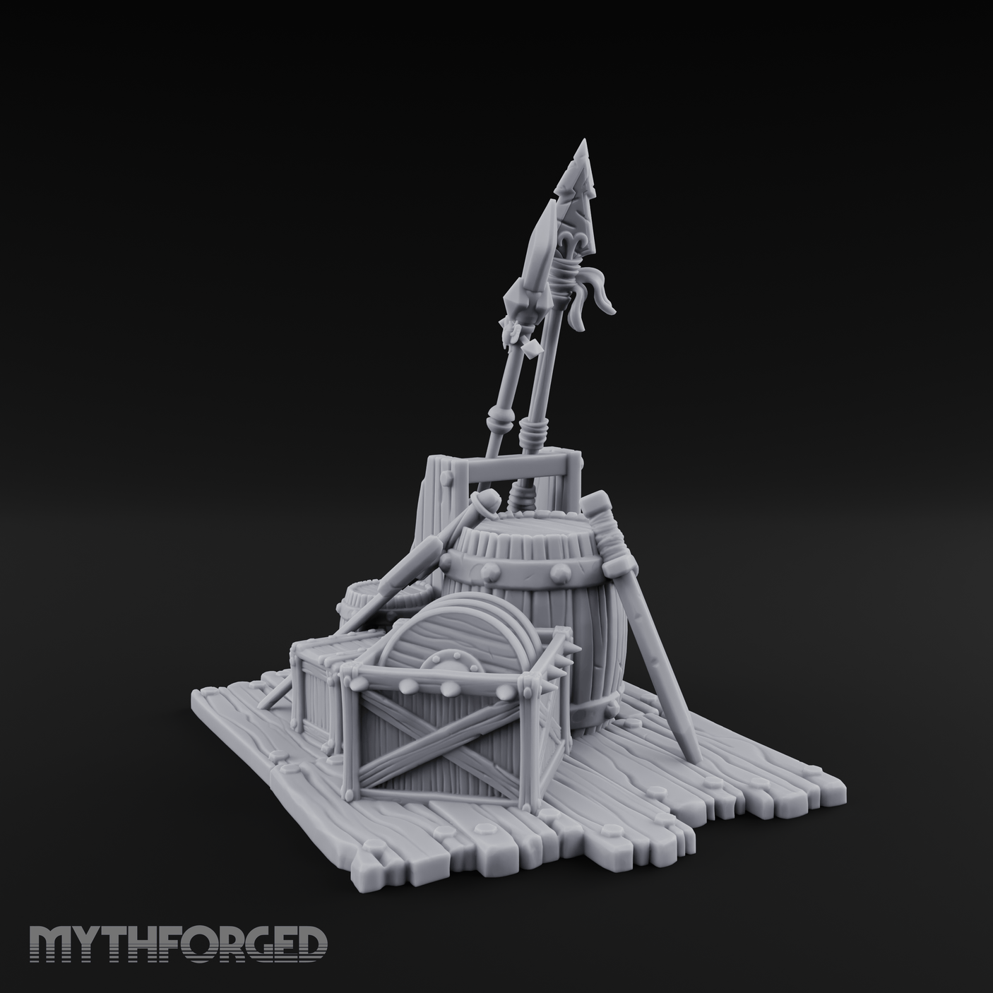 Spiked-Guard Weapon Rack Display Miniature for Dungeons and Dragons, Pathfinder or other TTRPGs