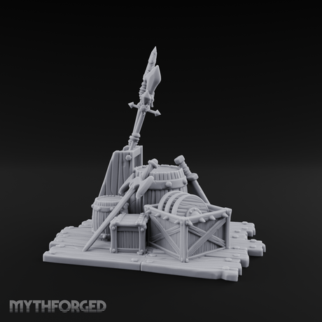 Spiked-Guard Weapon Rack Display Miniature for Dungeons and Dragons, Pathfinder or other TTRPGs