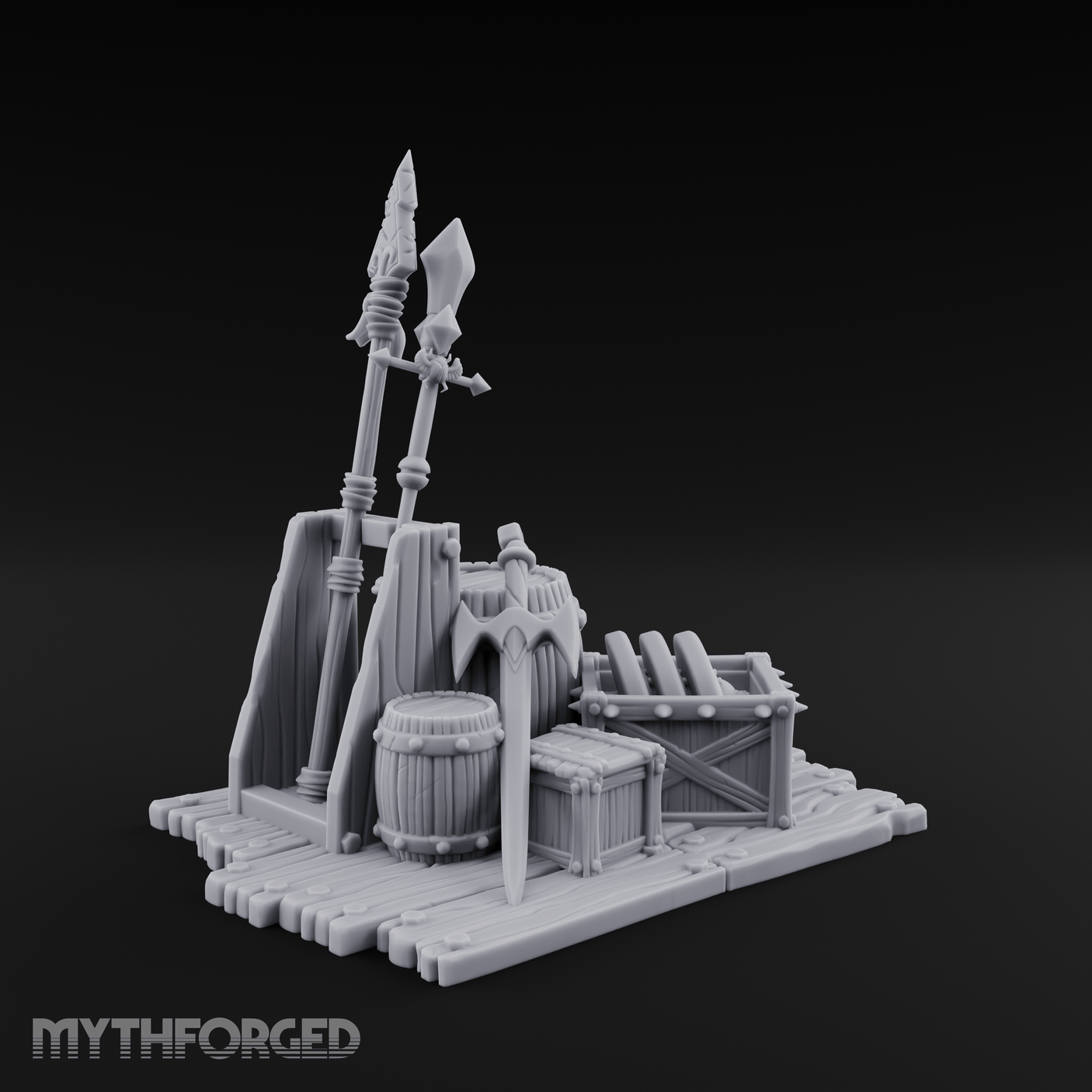 Spiked-Guard Weapon Rack Display Miniature for Dungeons and Dragons, Pathfinder or other TTRPGs