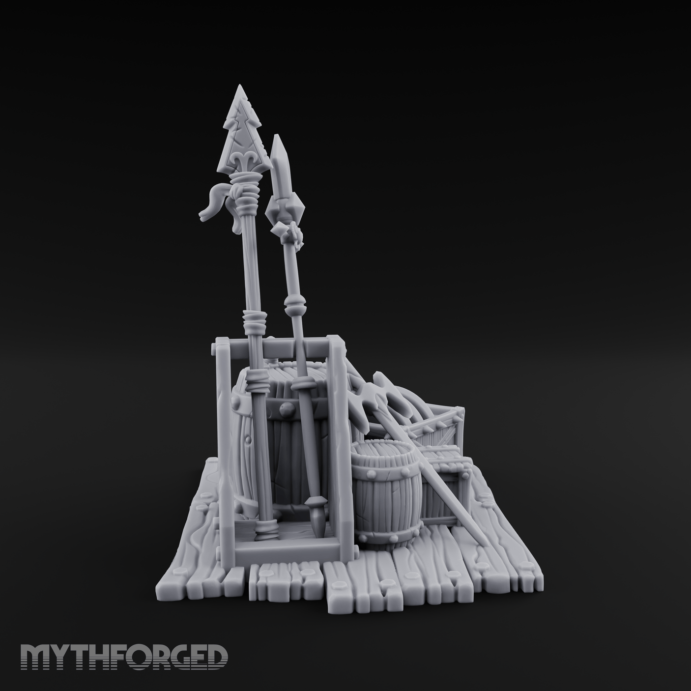 Spiked-Guard Weapon Rack Display Miniature for Dungeons and Dragons, Pathfinder or other TTRPGs