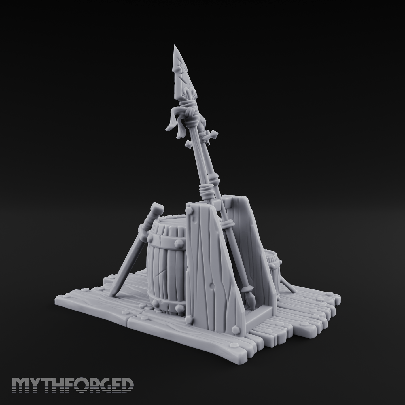 Spiked-Guard Weapon Rack Display Miniature for Dungeons and Dragons, Pathfinder or other TTRPGs