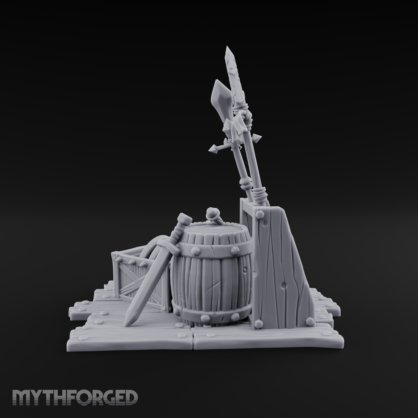 Spiked-Guard Weapon Rack Display Miniature for Dungeons and Dragons, Pathfinder or other TTRPGs