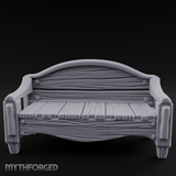 Curved-Back Wooden Park Bench Miniature for Dungeons and Dragons, Pathfinder or other TTRPGs