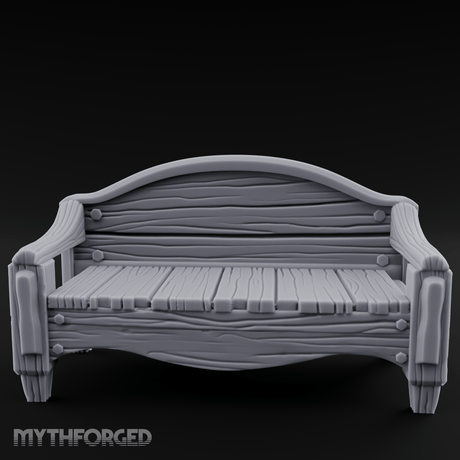 Curved-Back Wooden Park Bench Miniature for Dungeons and Dragons, Pathfinder or other TTRPGs