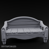 Curved-Back Wooden Park Bench Miniature for Dungeons and Dragons, Pathfinder or other TTRPGs