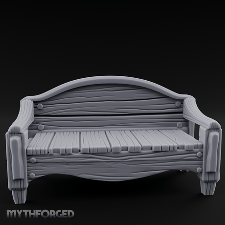 Curved-Back Wooden Park Bench Miniature for Dungeons and Dragons, Pathfinder or other TTRPGs