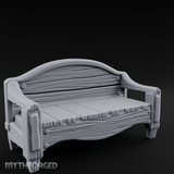 Curved-Back Wooden Park Bench Miniature for Dungeons and Dragons, Pathfinder or other TTRPGs