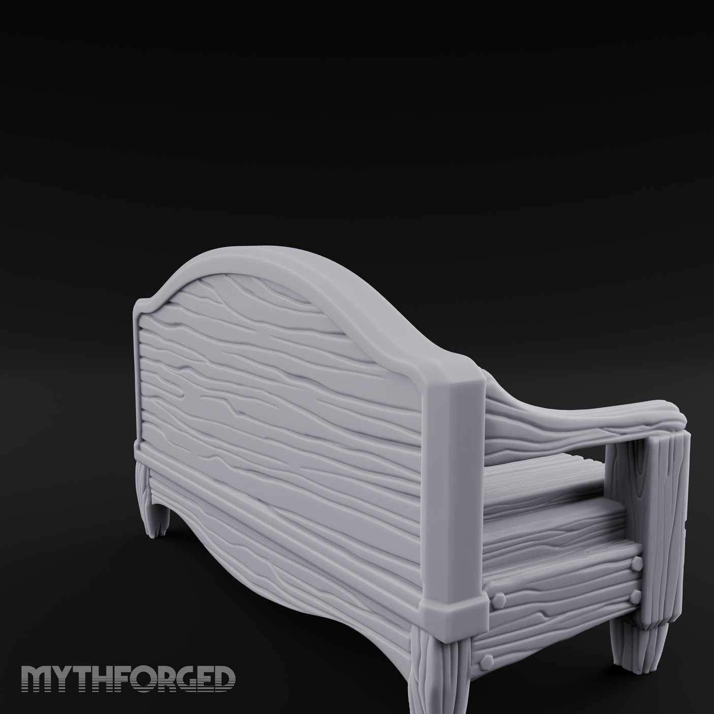 Curved-Back Wooden Park Bench Miniature for Dungeons and Dragons, Pathfinder or other TTRPGs