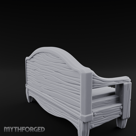 Curved-Back Wooden Park Bench Miniature for Dungeons and Dragons, Pathfinder or other TTRPGs