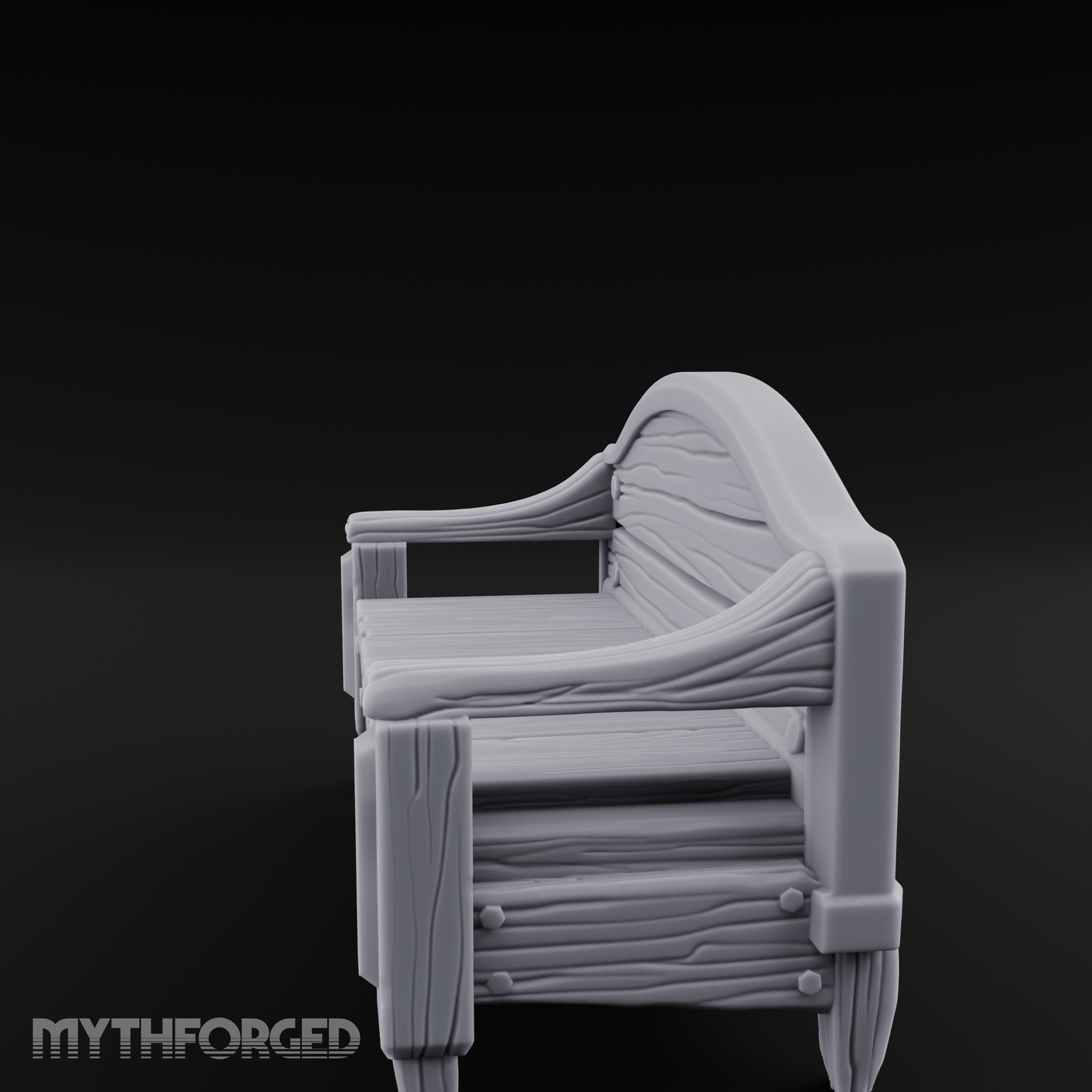 Curved-Back Wooden Park Bench Miniature for Dungeons and Dragons, Pathfinder or other TTRPGs