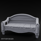 Curved-Back Wooden Park Bench Miniature for Dungeons and Dragons, Pathfinder or other TTRPGs