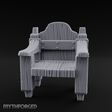 Iron-Bolted Rustic Wooden Armchair Miniature for Dungeons and Dragons, Pathfinder or other TTRPGs