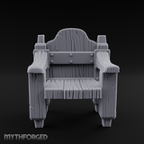 Iron-Bolted Rustic Wooden Armchair Miniature for Dungeons and Dragons, Pathfinder or other TTRPGs