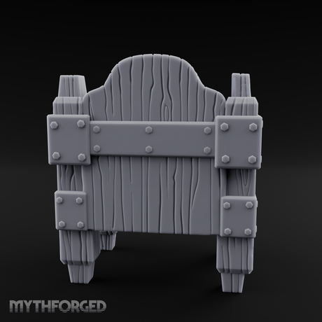 Iron-Bolted Rustic Wooden Armchair Miniature for Dungeons and Dragons, Pathfinder or other TTRPGs