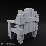 Iron-Bolted Rustic Wooden Armchair Miniature for Dungeons and Dragons, Pathfinder or other TTRPGs