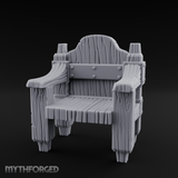 Iron-Bolted Rustic Wooden Armchair Miniature for Dungeons and Dragons, Pathfinder or other TTRPGs