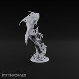 Ragged Wings, Regal Seat Vampire Female Lord on Winged Bat Mount with Axe