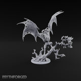 Ragged Wings, Regal Seat Vampire Female Lord on Winged Bat Mount with Axe