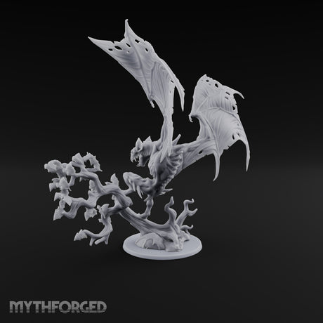 Riderless and Ravenous Vampire Spawn Winged Predator on Gnarled Tree