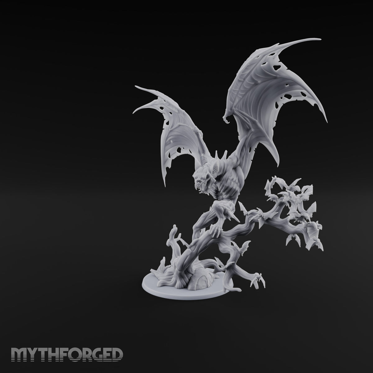 Riderless and Ravenous Vampire Spawn Winged Predator on Gnarled Tree
