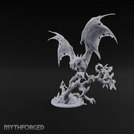 Riderless and Ravenous Vampire Spawn Winged Predator on Gnarled Tree