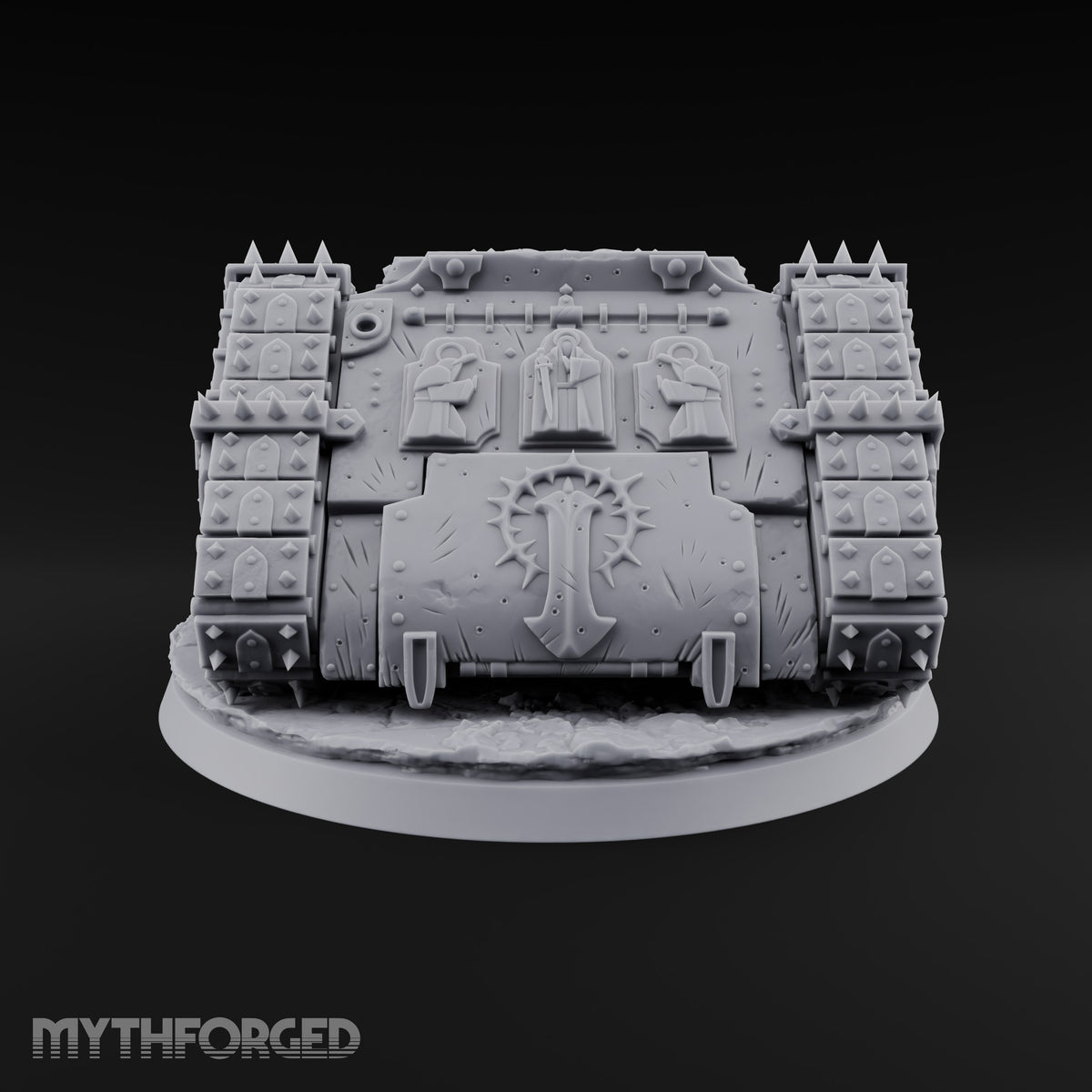 Pulpit on Treads Spiked Tracked Armoured Vehicle — 1 · No FX