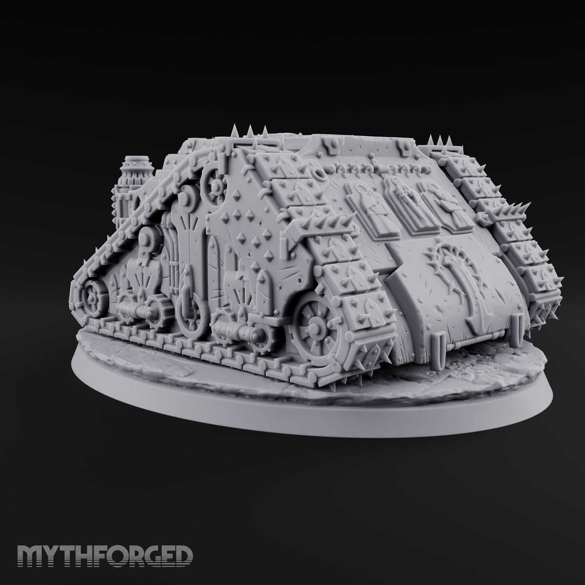 Pulpit on Treads Spiked Tracked Armoured Vehicle — 1 · No FX