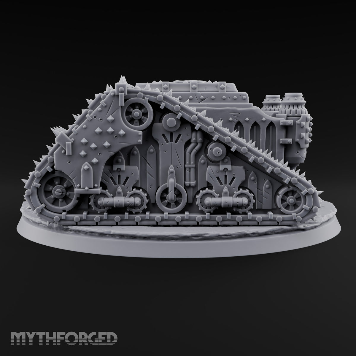 Pulpit on Treads Spiked Tracked Armoured Vehicle — 1 · No FX