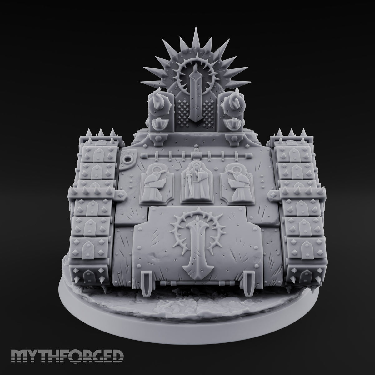 Pulpit on Treads Spiked Tracked Armoured Vehicle — 3 · No FX