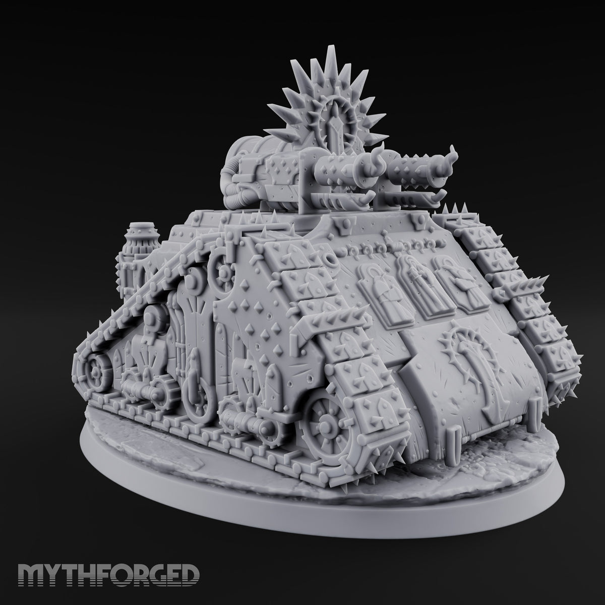 Pulpit on Treads Spiked Tracked Armoured Vehicle — 3 · No FX