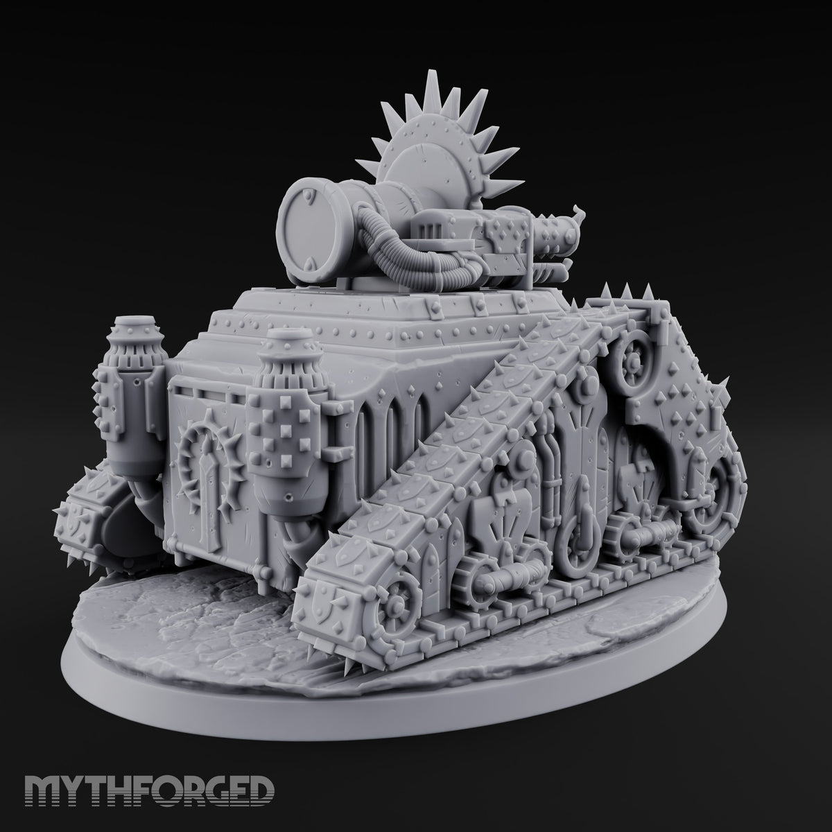 Pulpit on Treads Spiked Tracked Armoured Vehicle — 3 · No FX