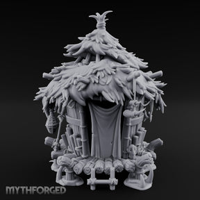 Thatch-Roofed Rope-Cluttered Tribal Bamboo Hut Miniature for Dungeons and Dragons, Pathfinder or other TTRPGs