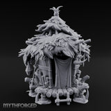 Thatch-Roofed Rope-Cluttered Tribal Bamboo Hut Miniature for Dungeons and Dragons, Pathfinder or other TTRPGs