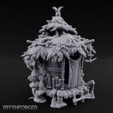 Thatch-Roofed Rope-Cluttered Tribal Bamboo Hut Miniature for Dungeons and Dragons, Pathfinder or other TTRPGs
