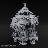Thatch-Roofed Rope-Cluttered Tribal Bamboo Hut Miniature for Dungeons and Dragons, Pathfinder or other TTRPGs