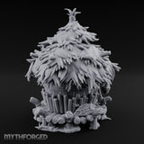 Thatch-Roofed Rope-Cluttered Tribal Bamboo Hut Miniature for Dungeons and Dragons, Pathfinder or other TTRPGs