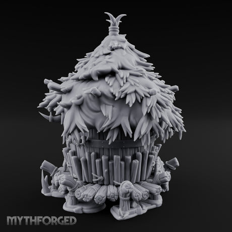Thatch-Roofed Rope-Cluttered Tribal Bamboo Hut Miniature for Dungeons and Dragons, Pathfinder or other TTRPGs